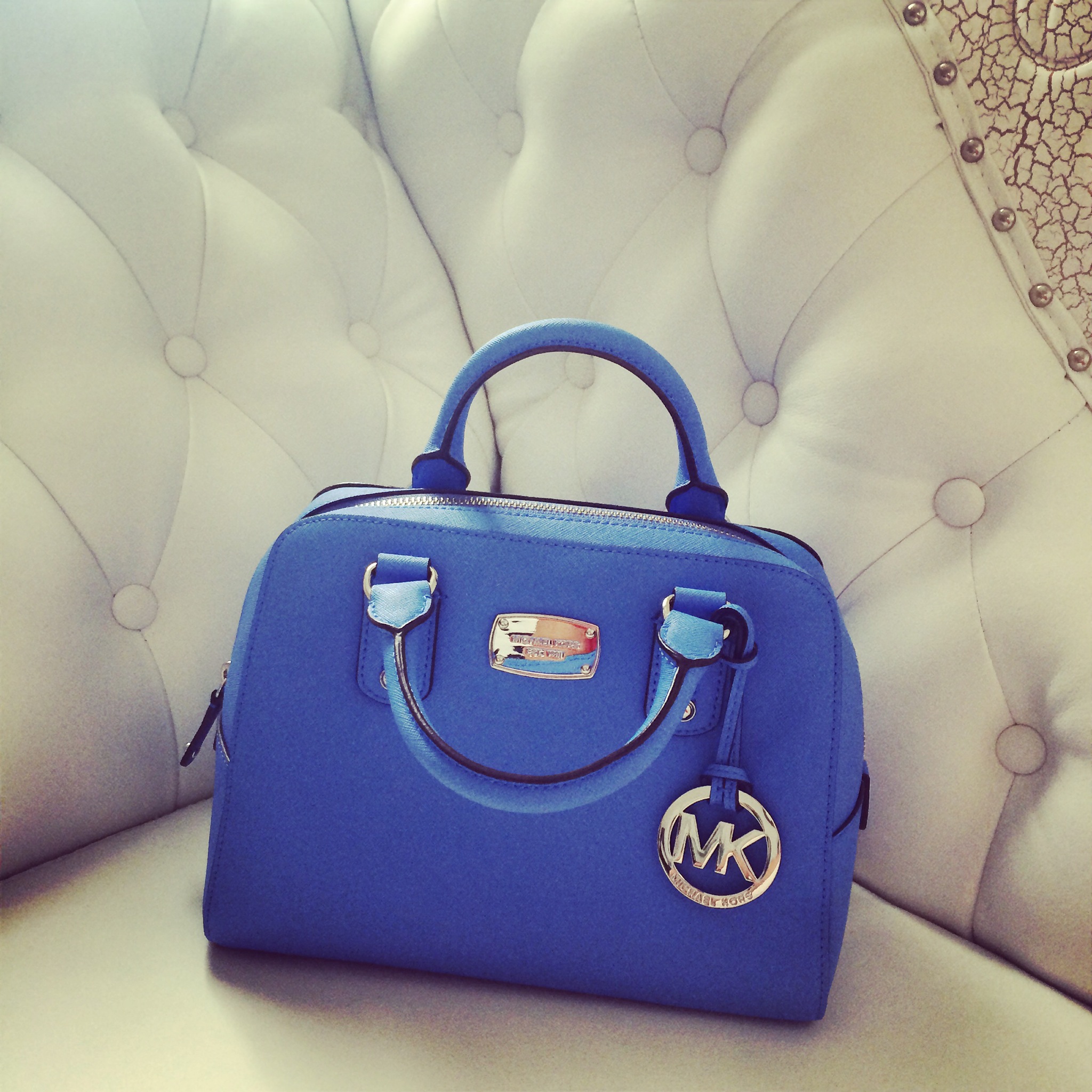 small blue michael kors purse